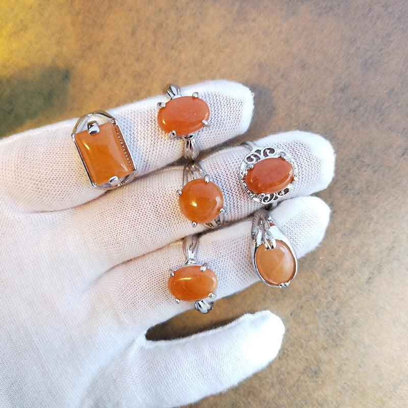 Wholesale Natural Stone Alloy Rings